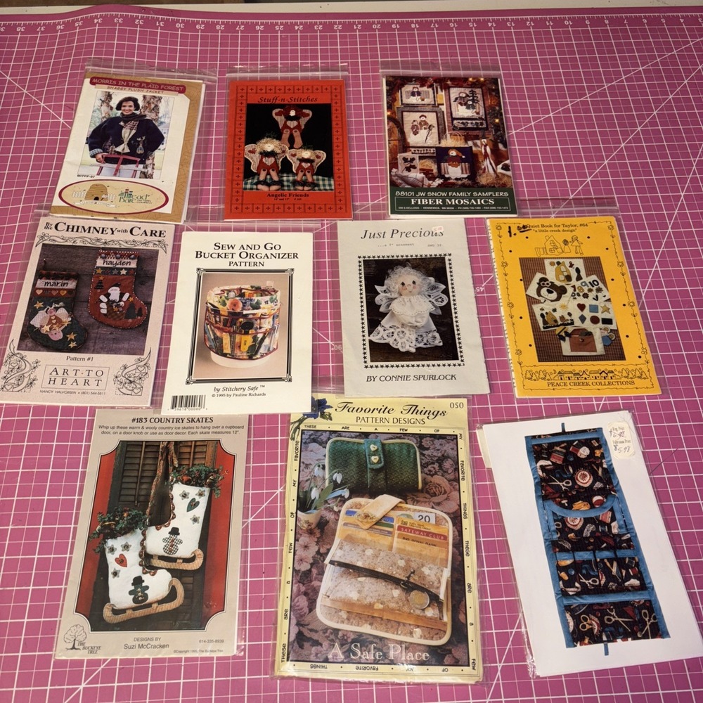 Lot 10 Craft Quilt Sewing Patterns • Christmas Stockings Organizer‎ Bags Angels